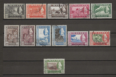 MALAYA/PERLIS 1957/62 SG 29/40 USED Cat £85