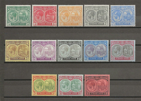 ST KITTS & NEVIS 1920/22 SG 24/36 MINT Cat £350