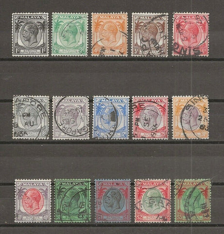 MALAYA/STRAITS SETTLEMENTS 1936/37 SG 260/74 USED Cat £38