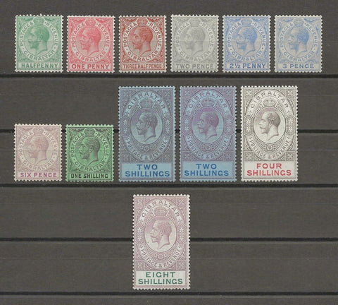 GIBRALTAR 1912/27 SG 89/101 + Shades MINT Cat £419