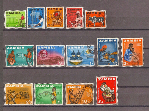 ZAMBIA 1964 SG 94/107 USED Cat £14