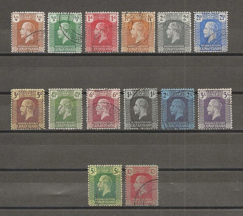 CAYMAN ISLANDS 1921/26 SG 69/83 USED Cat £275