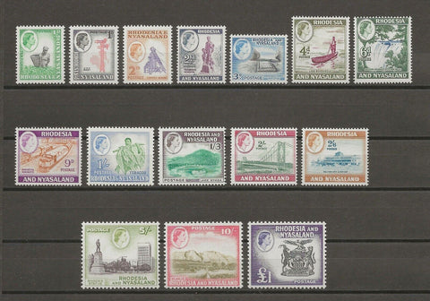 RHODESIA & NYASALAND 1959/62 SG 18/31 MNH Cat £130