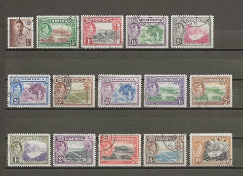 DOMINICA 1938/47 SG 99/109a USED Cat £65