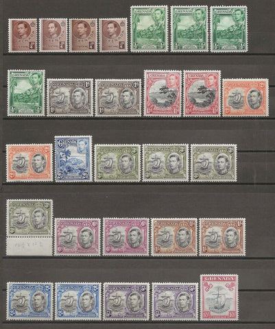 GRENADA 1938/50 SG 152/63e + Shades/Perfs MINT Cat £220