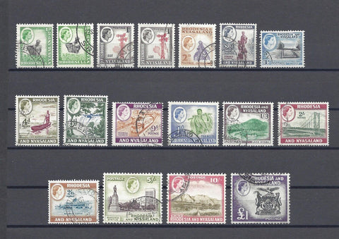 RHODESIA & NYASALAND 1959/62 SG 18/31  USED Cat £110