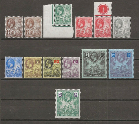 BARBADOS 1912 SG 170/80 + Shades MINT Cat £275