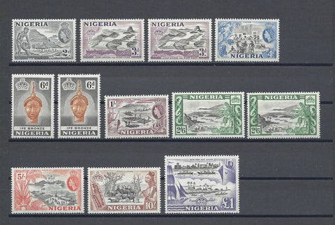 NIGERIA 1953/58 SG 69/80 + Shades MINT Cat £170