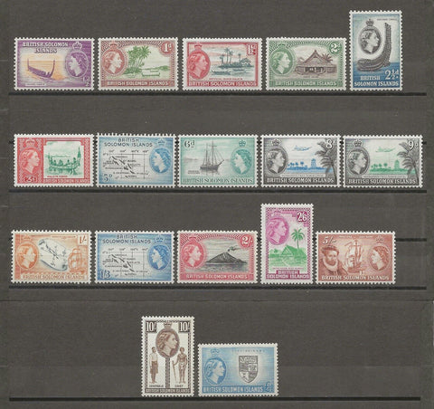 BRITISH SOLOMON ISLANDS 1956/63 SG 82/96 MNH Cat £120