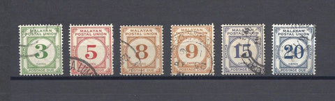 MALAYA/POSTAL UNION 1945/49 SG D8/13 USED Cat £93