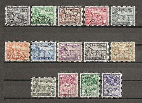 TURKS & CAICOS ISLANDS 1938/45 SG 194/205 USED Cat £65