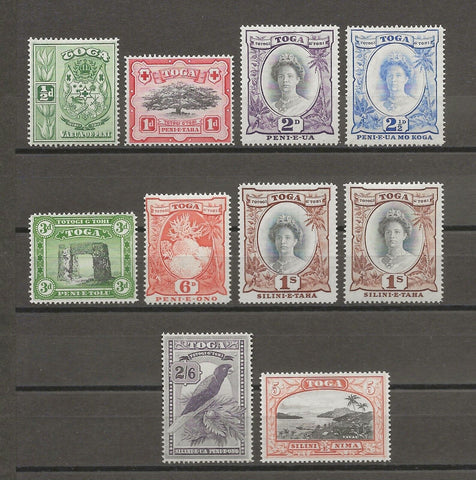 TONGA 1942/49 SG 74/82 & 80a MNH Cat £125