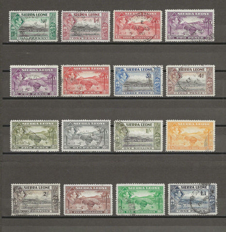 SIERRA LEONE 1938/44 SG 188/200 USED Cat £80