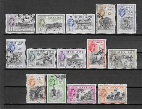 SIERRA LEONE 1956 SG 210/22 + 214a USED Cat £90