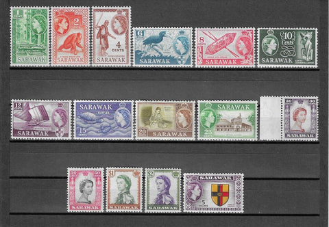 SARAWAK 1955/59 SG 188/202 MNH Cat £100