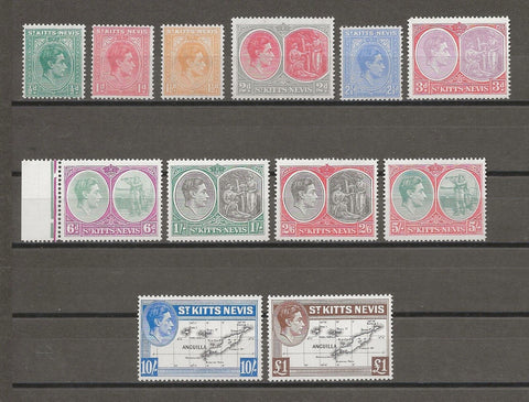 ST KITTS & NEVIS 1938/50 SG 68a/77f MNH Cat £85