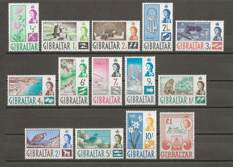 GIBRALTAR 1960/62 SG 160/73 MNH Cat £80