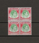 MALAYA/SINGAPORE 1948/52 SG 14 MNH BLOCK Cat £192