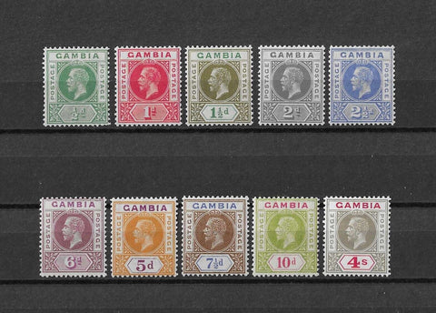 GAMBIA 1921/22 SG 108/117 MINT Cat £110