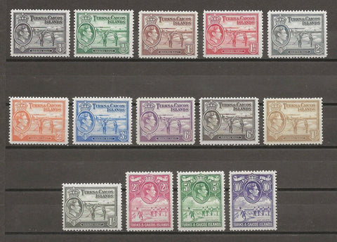 TURKS & CAICOS ISLANDS 1938/45 SG 194/205 MINT Cat £130