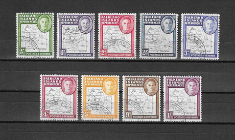 FALKLAND ISLANDS/FALKLAND ISLANDS DEPENDENCIES 1946/49 SG G9/G16 USED CAT £110