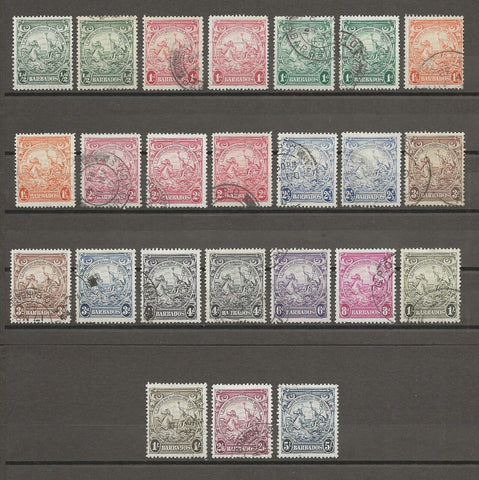 BARBADOS 1938/47 SG 248/56a + Shades USED Cat £58