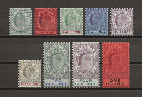 GIBRALTAR 1904/08 SG 56/64 MINT Cat £1100