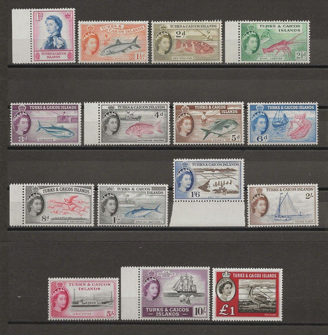 TURKS & CAICOS ISLANDS 1957 SG 237/50, 253 MNH Cat £120