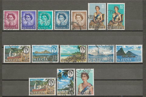 ST LUCIA 1964/9 SG 197/210 USED Cat £9.50