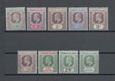 LEEWARD ISLANDS 1902 SG 20/28 MINT Cat £120