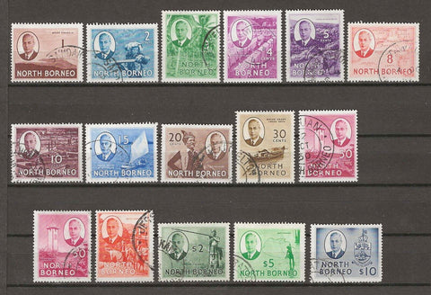 NORTH BORNEO 1950/52 SG 356/370 USED Cat £150