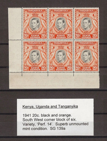 KENYA, UGANDA & TANGANYIKA 1938/54 SG 139a MNH Block Cat £330