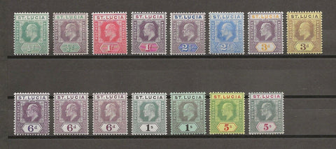 ST LUCIA 1904/10 SG 64/77 MINT Cat £300