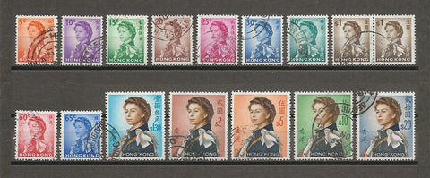 HONG KONG 1962 SG 196/210 USED Cat £42