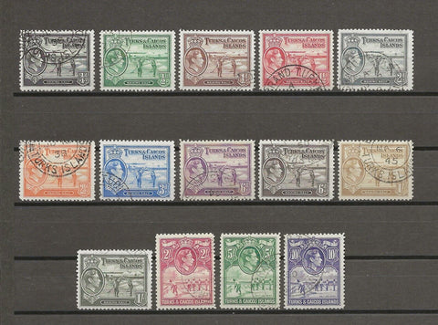 TURKS & CAICOS ISLANDS 1938/45 SG 194/205 USED Cat £65