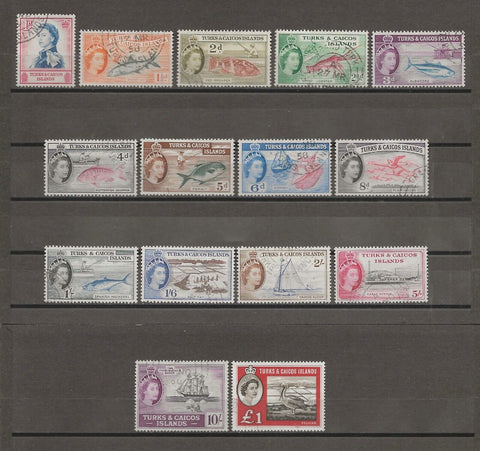 TURKS & CAICOS ISLANDS 1957 SG 237/50, 253 USED Cat £40