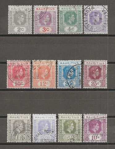 MAURITIUS 1938/49 SG 252/63a USED Cat £110