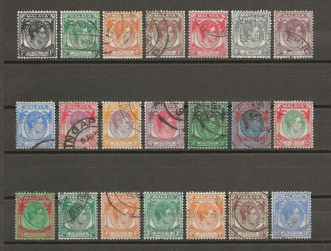 MALAYA/STRAITS SETTLEMENTS 1937/41 SG 278/98 USED Cat £55