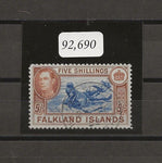 FALKLAND ISLANDS 1938/50 SG 161d USED Cat £500. CERT