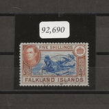 FALKLAND ISLANDS 1938/50 SG 161d USED Cat £500. CERT