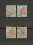 AUSTRALIA/VICTORIA 1895/96 SG D17/20 Variety USED Cat £92+