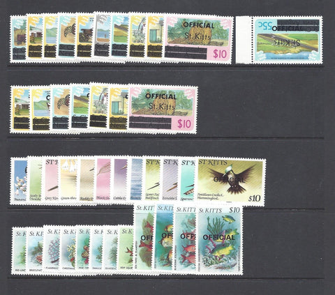 ST KITTS & NEVIS 1980/1984 SG btw O1a/22, O29/40, O7aa MNH Cat £75+