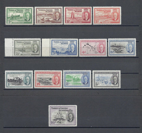 TURKS & CAICOS ISLANDS 1950 SG 221/33 MNH Cat £85