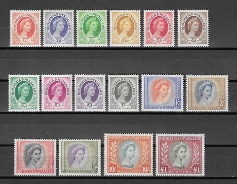 RHODESIA & NYASALAND 1954/56 SG 1/15 MNH Cat £120