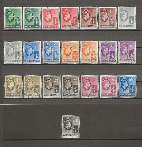 BRITISH VIRGIN ISLANDS 1938/47 SG 110a/21 USED Cat £117