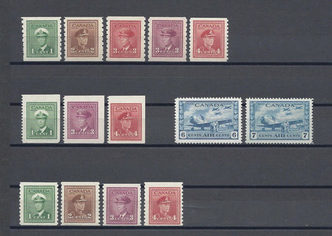 CANADA 1942/48 SG 289/93, 994/6, 397/8a, 399/400 MNH Cat £77.50