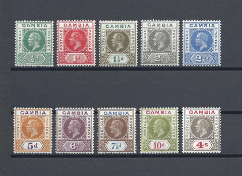 GAMBIA 1921/22 SG 108/117 MINT Cat £110