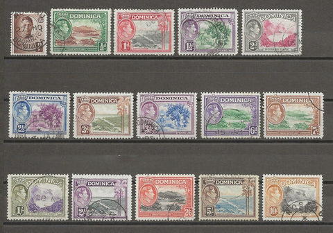 DOMINICA 1938/47 SG 99/109a USED Cat £65