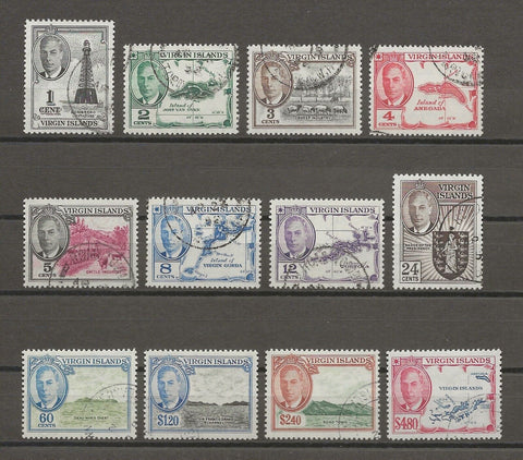 BRITISH VIRGIN ISLANDS 1952 SG 136/47 USED Cat £80