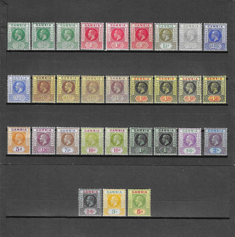 GAMBIA 1912/22 SG 86/102 + shades MINT Cat £284.25